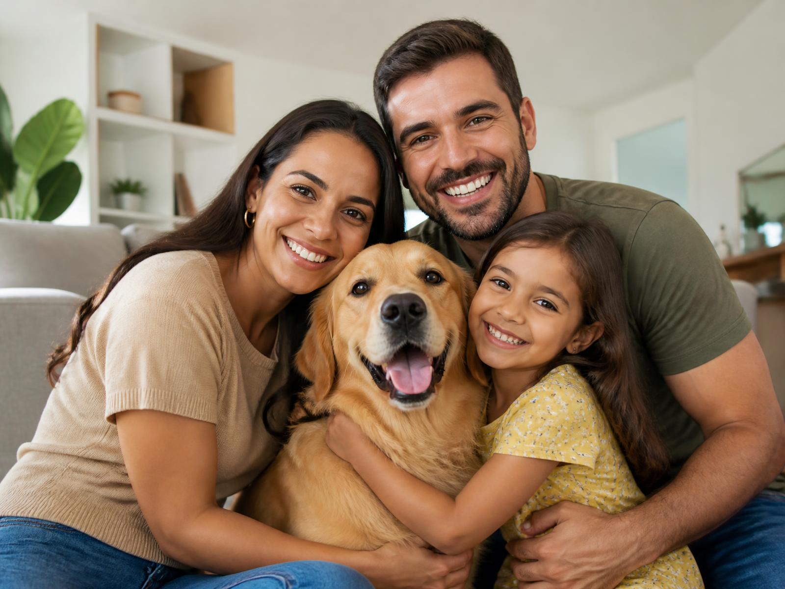 Criança abraçando seu cachorro com amor